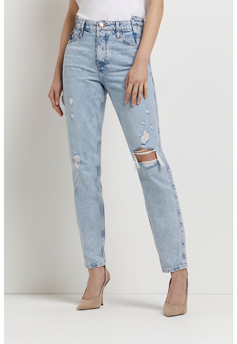 Дънки Mom с висока талия и захабен ефект RIVER ISLAND