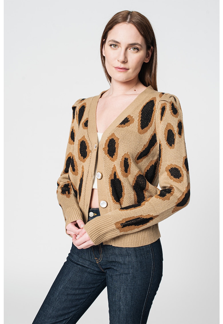 Жилетка с животинска шарка и шпиц деколте Missguided