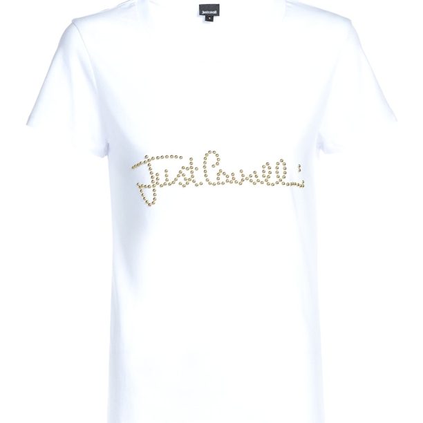 Памучна тениска с бляскаво лого JUST CAVALLI