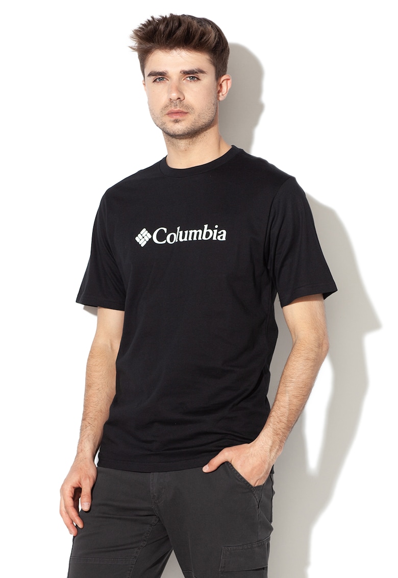 Тениска с деколте в основата на врата и щампа на лого CSC Basic - Черен Columbia