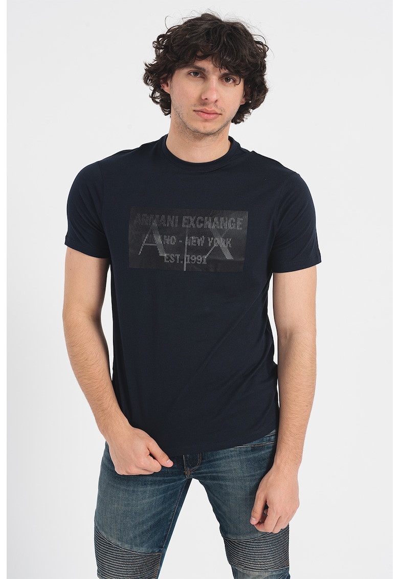 Тениска с овално деколте и щампа ARMANI EXCHANGE