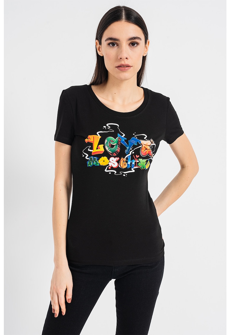Тениска с памук с щампа Love Moschino