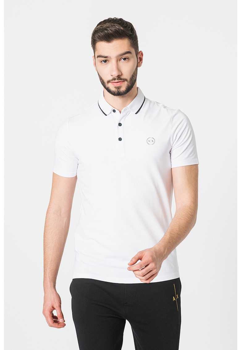 Слим тениска с яка и лого ARMANI EXCHANGE