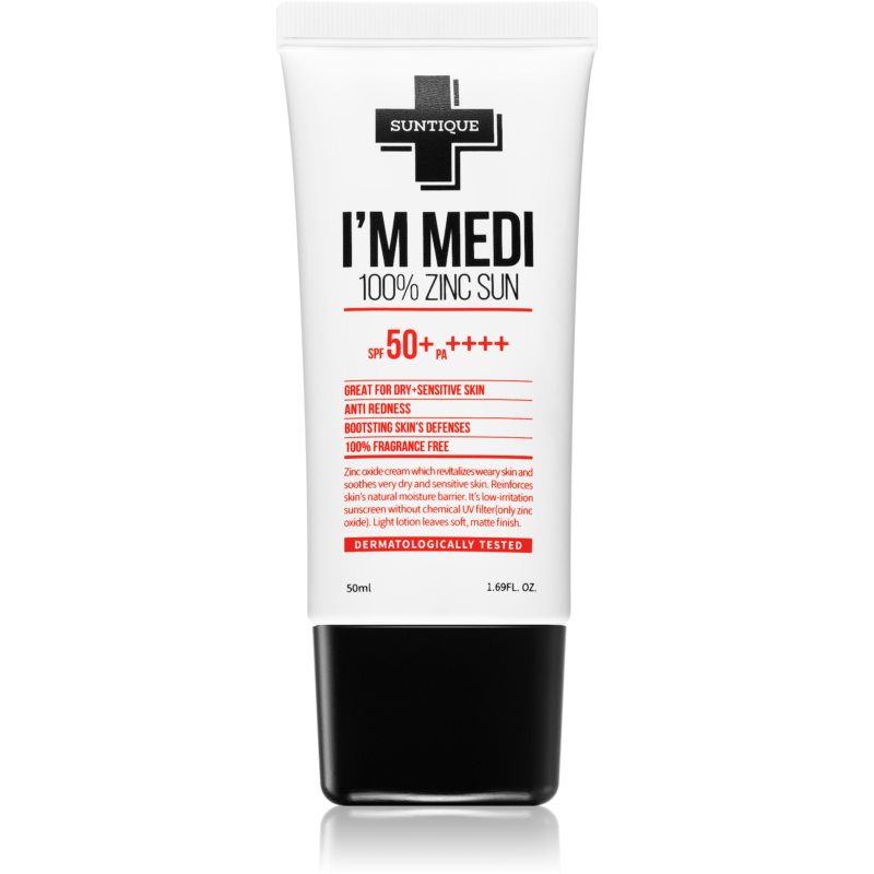 SUNTIQUE I'M MEDI 100% Zinc Sunscreen минерален защитен крем за чувствителна кожа SPF 50+ 50 мл.