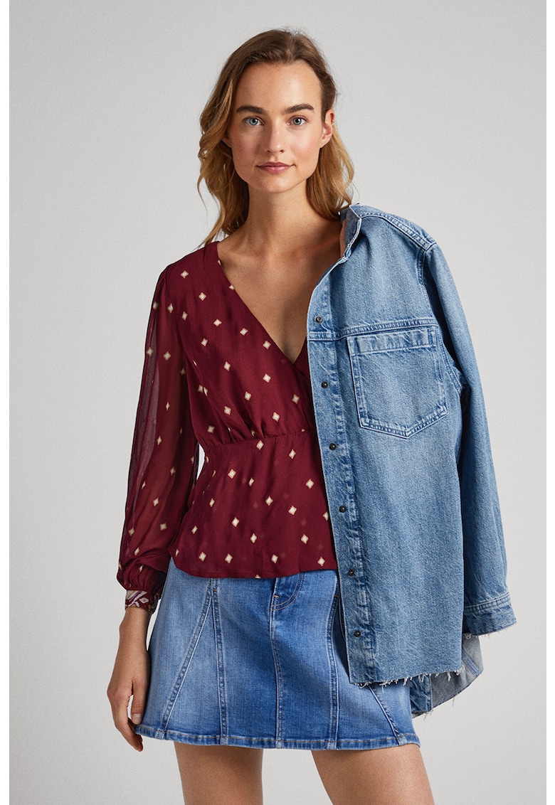 Блуза от шифон с разкроен подгъв Pepe Jeans London
