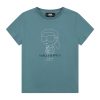 Памучна тениска с монограми KARL LAGERFELD KIDS