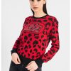 Пуловер с животинска шарка и лого Love Moschino