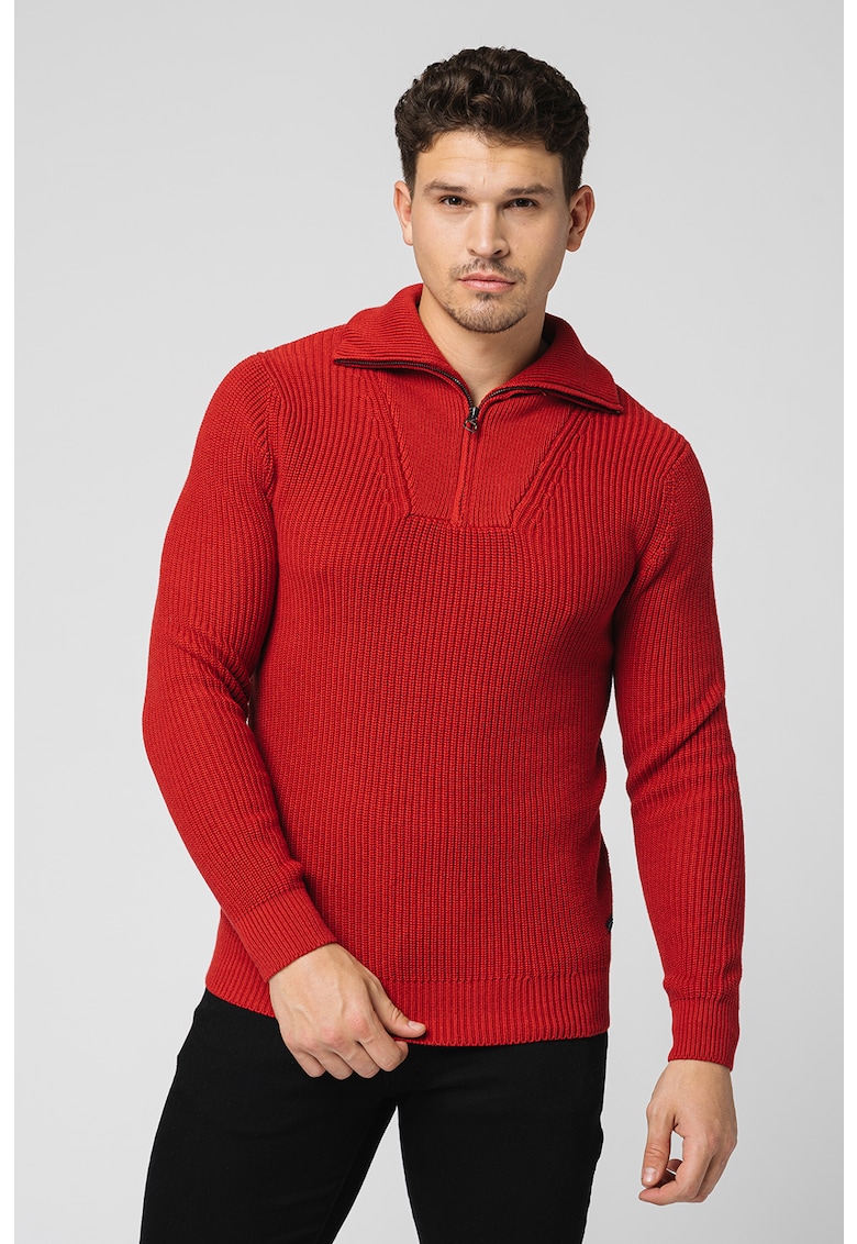 Пуловер с къс цип Pierre Cardin