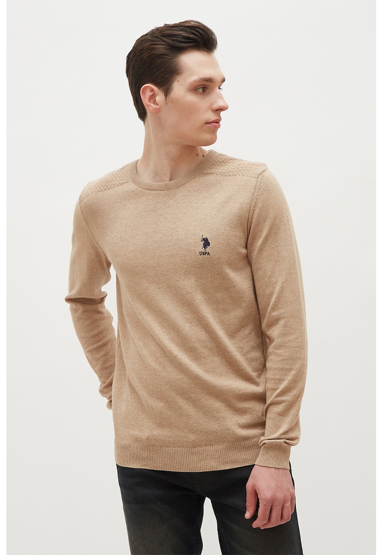 Пуловер с овално деколте и фина плетка US Polo Assn