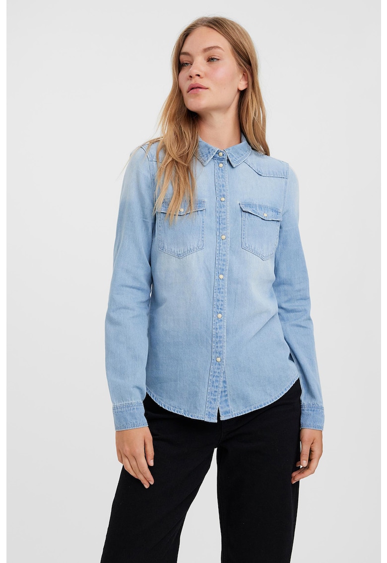 Риза от шамбре с дълги ръкави Vero Moda