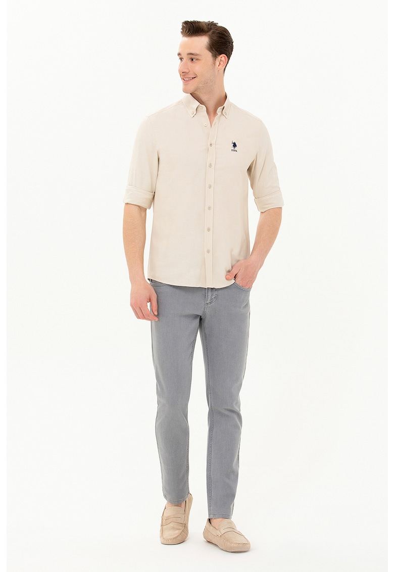 Риза с памук с яка Oxford US Polo Assn