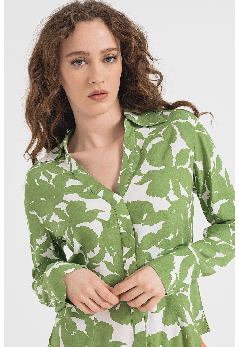 Риза със срито закопчаване и принт United Colors of Benetton