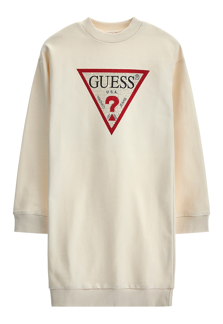 JEANS - Рокля с овално деколте и декоративни камъни GUESS