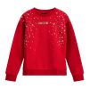 Суитшърт с овално деколте и декоративни камъни GUESS JEANS