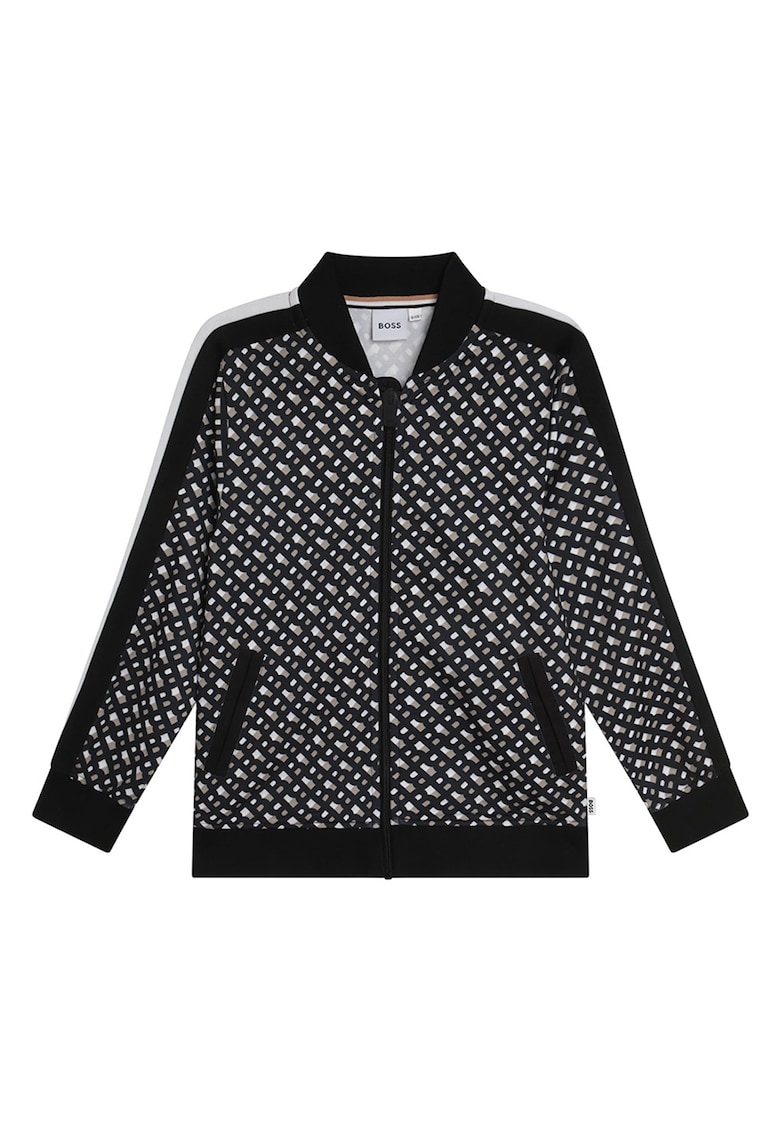 Суитшърт с цип и принт BOSS Kidswear