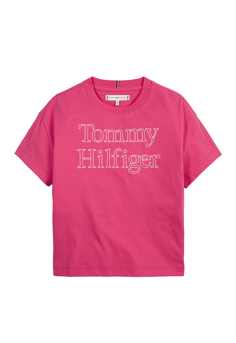 Тениска с овално деколте и бродирано лого Tommy Hilfiger