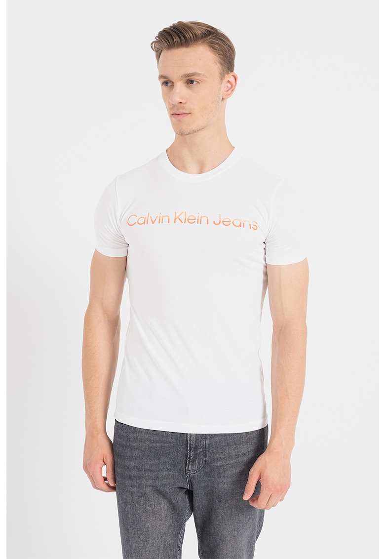 Тениска с овално деколте и лого CALVIN KLEIN JEANS