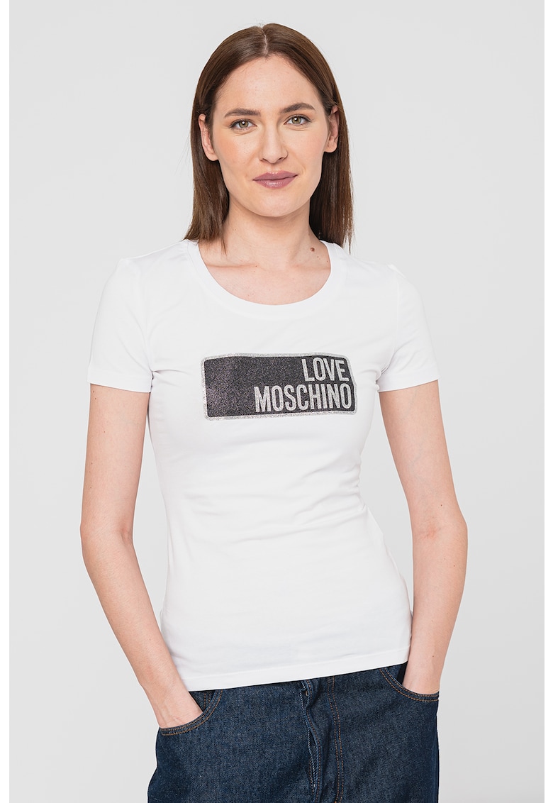 Тениска с памук и лого Love Moschino