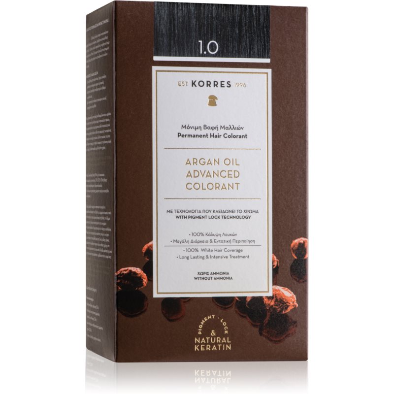 Korres Argan Oil перманентната боя за коса с арганово масло цвят 1.0 Black 50 мл. на ниска цена