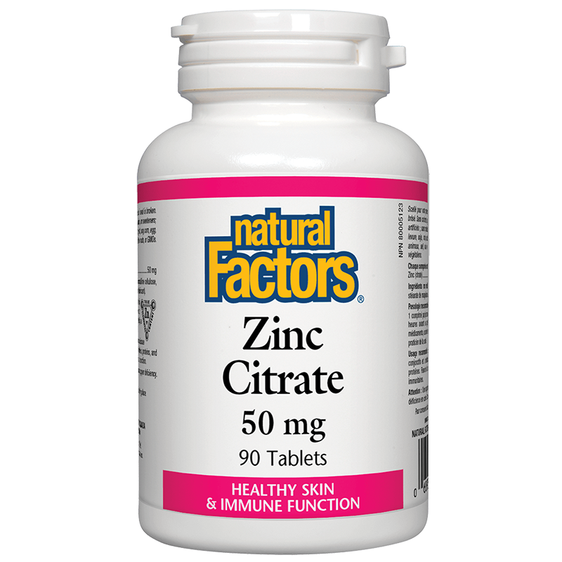 Zinc Citrate / Цинк (цитрат) 50 mg х 90 таблетки Natural Factors на ниска цена