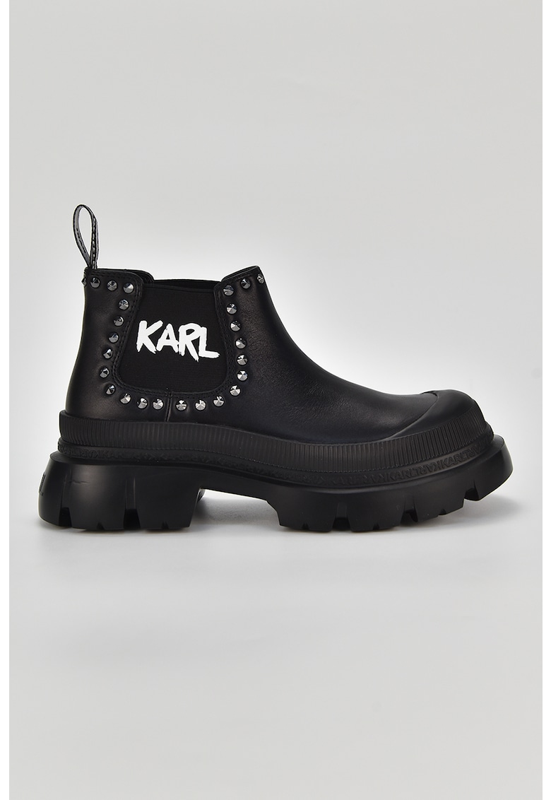Боти Chelsea от кожа и текстил с капси Karl Lagerfeld