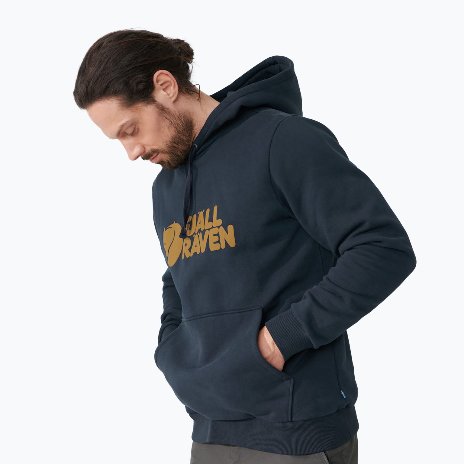 Мъжка качулка с лого на Fjällräven  тъмносиня F84144