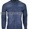 Мъжка синя дънкова риза батал  slim fit Ft5683 на ниска цена
