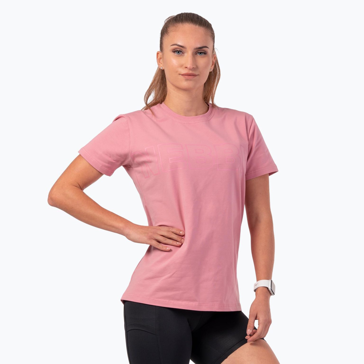 Тренировъчна тениска за жени NEBBIA Invisible Logo old rose