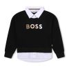 BOSS - Суитшърт с контрастна яка и подгъв BOSS Kidswear