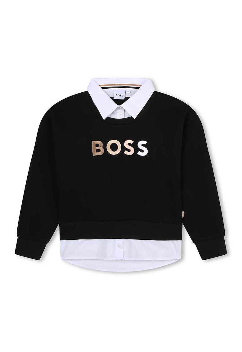 BOSS - Суитшърт с контрастна яка и подгъв BOSS Kidswear