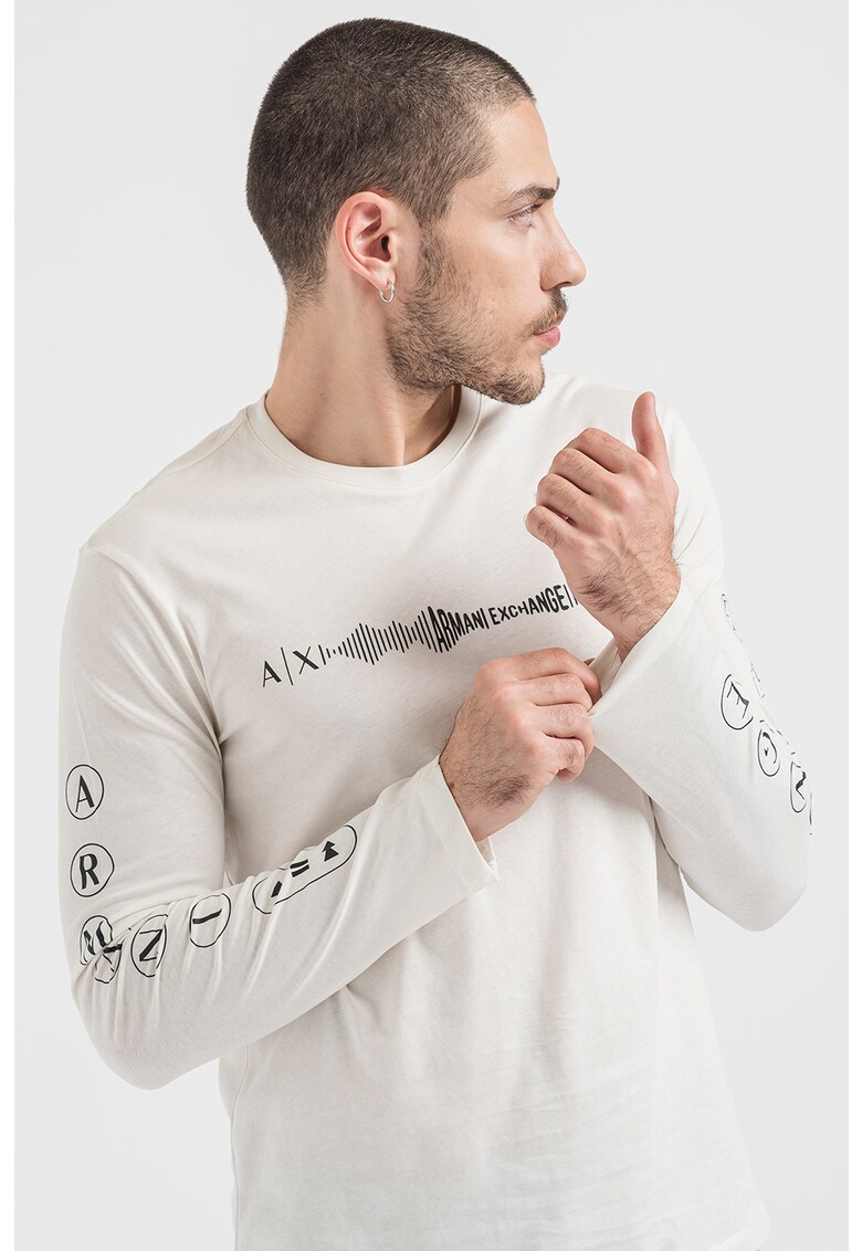 Блуза с овално деколте и лого ARMANI EXCHANGE