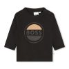 Блуза с овално деколте и лого BOSS Kidswear