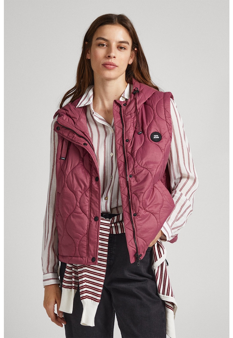 Ватиран елек с качулка Nina с шевове Pepe Jeans London