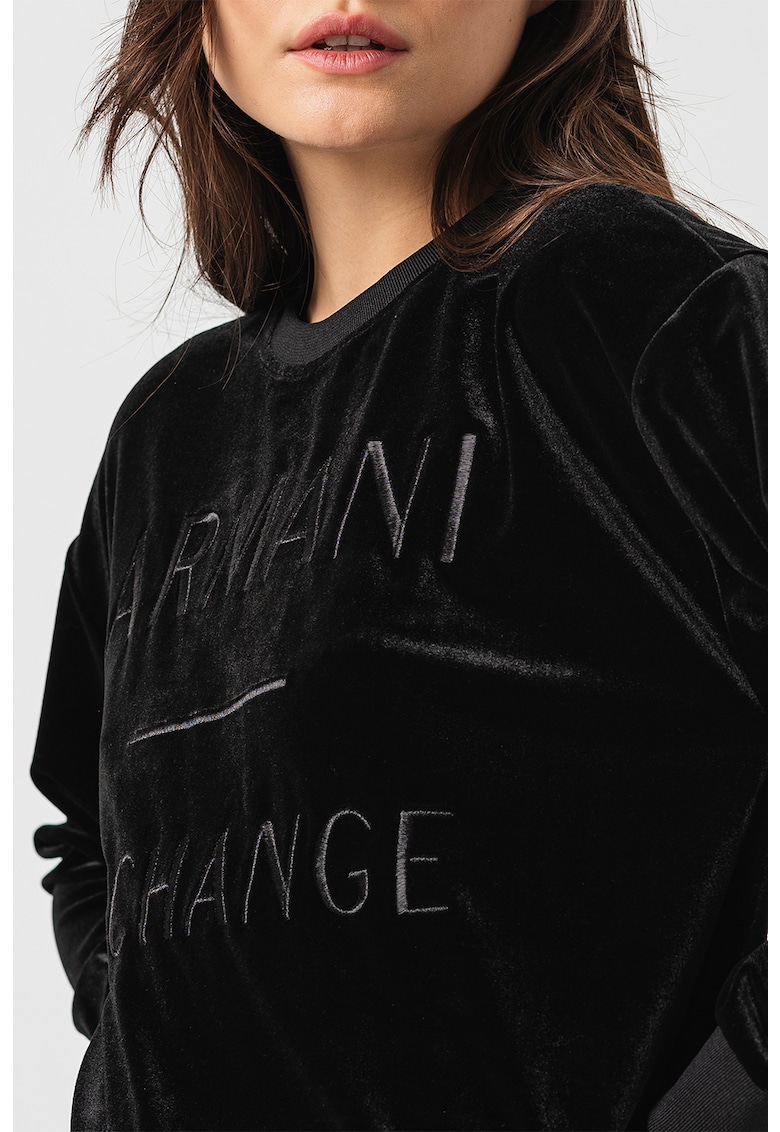 Кадифен суитшърт с уголемено лого ARMANI EXCHANGE