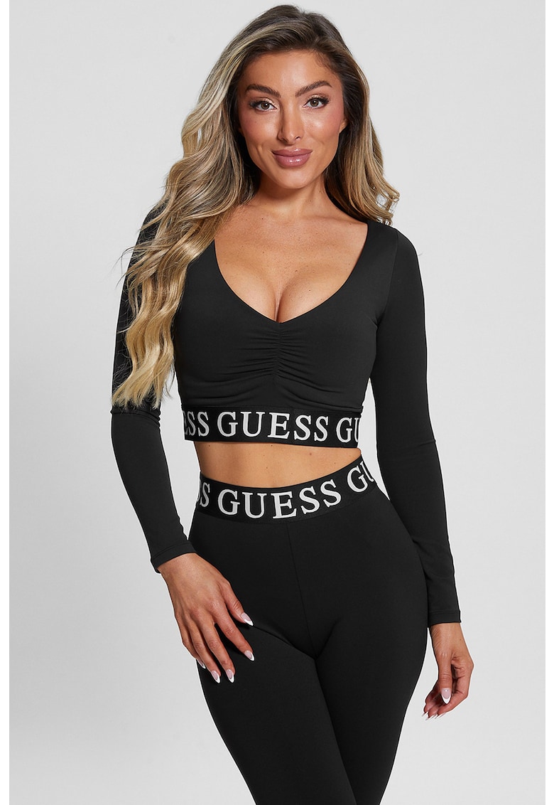 Къса фитнес блуза с лого Guess