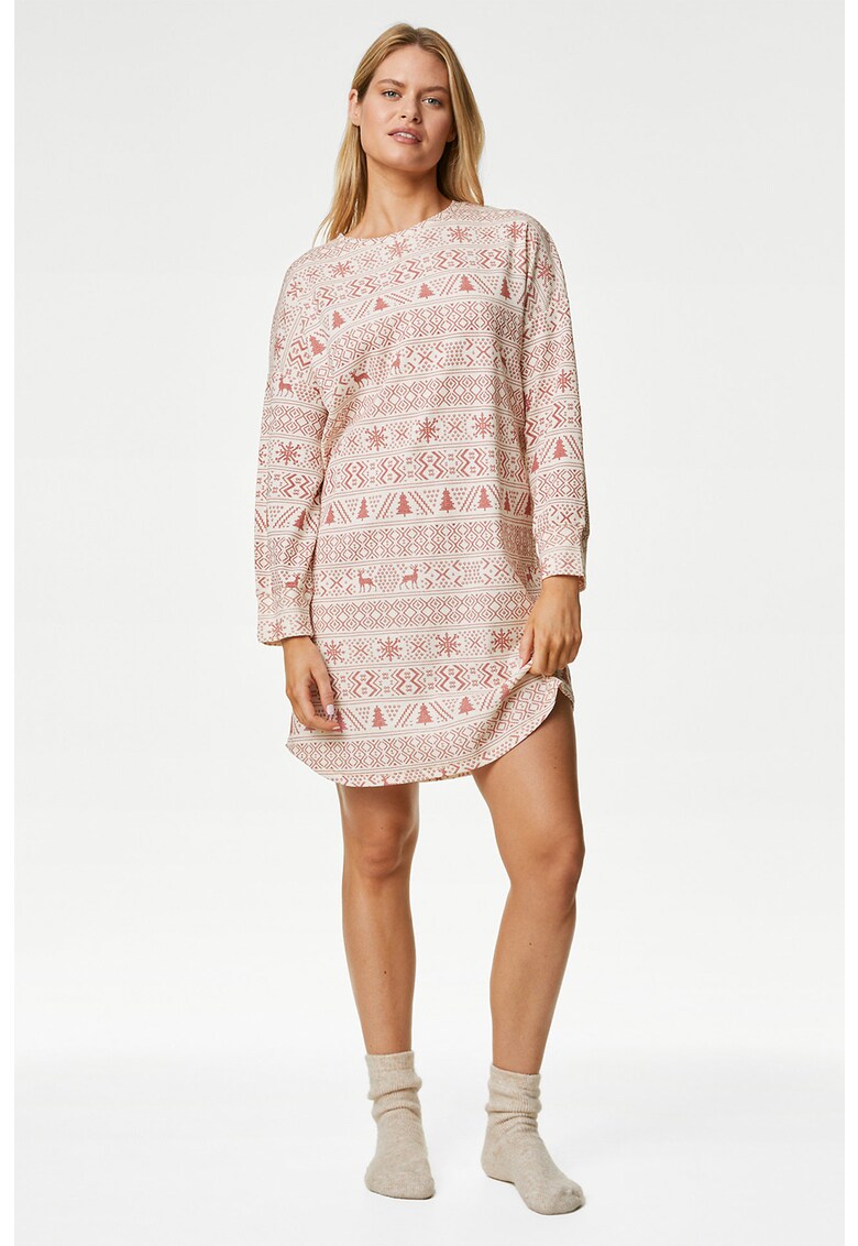 Нощница с памук с щампа Marks  Spencer