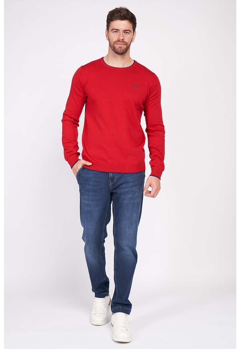 Памучен пуловер с контрасти Lee Cooper