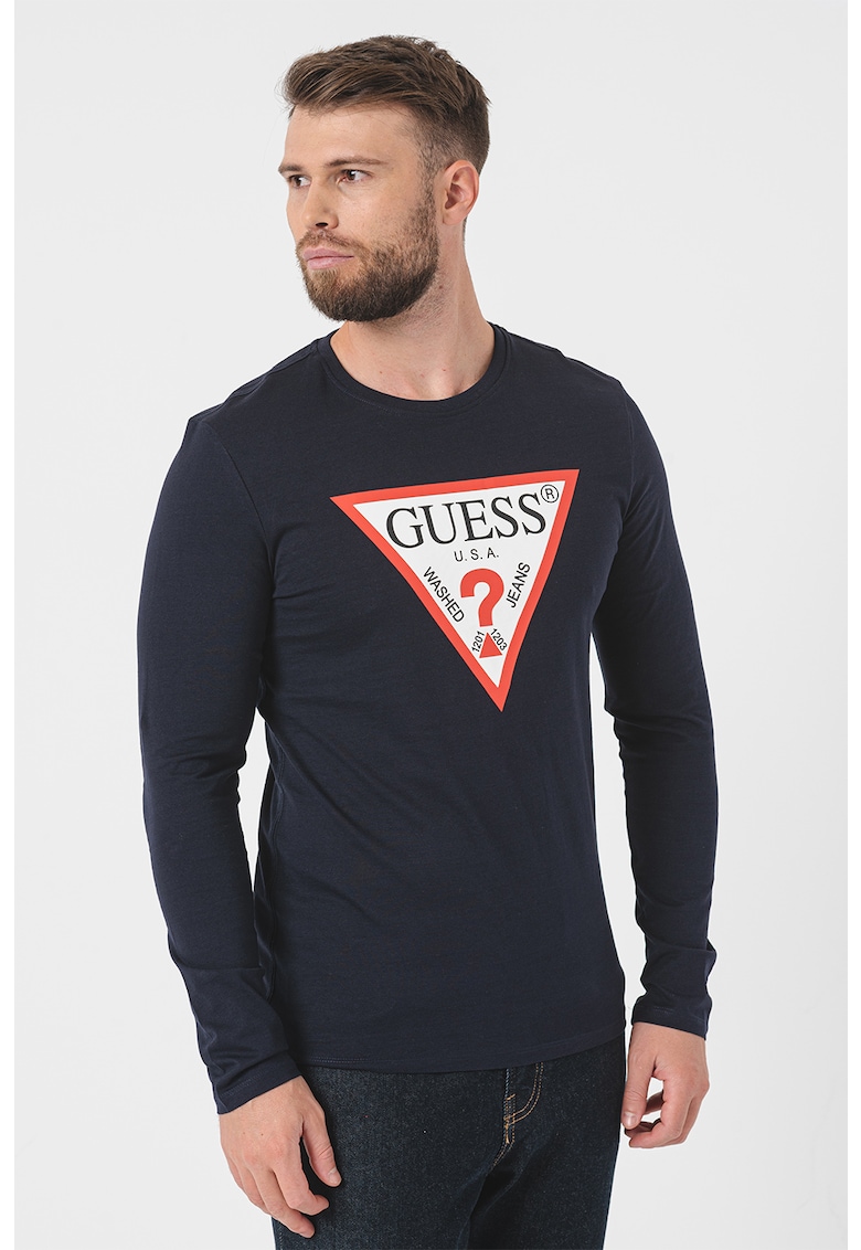 Памучна блуза по тялото с лого GUESS JEANS