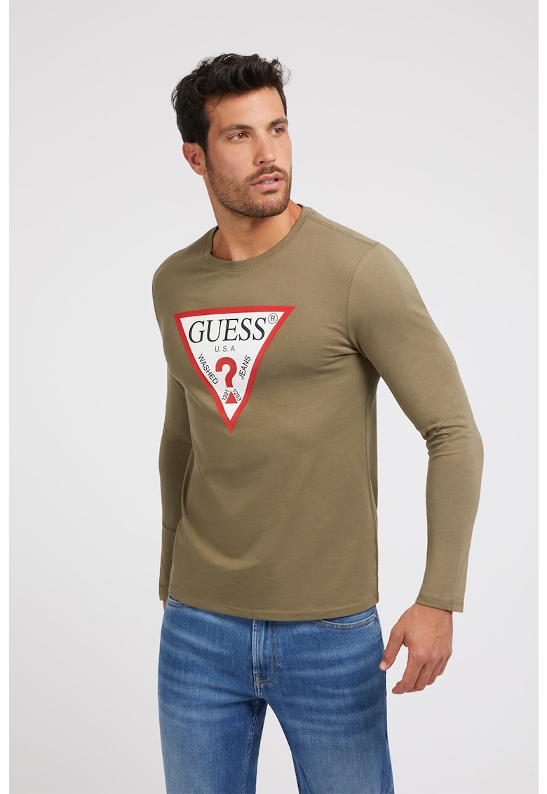 Памучна блуза по тялото с лого GUESS JEANS