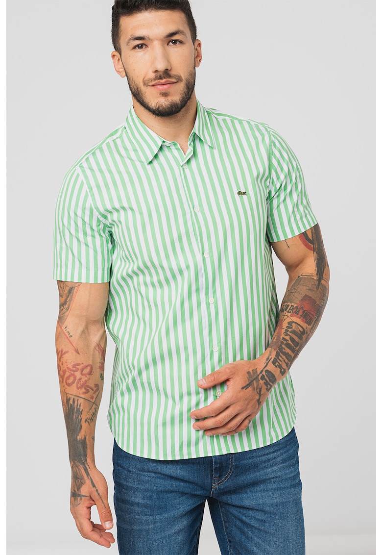 Памучна риза с райе Lacoste