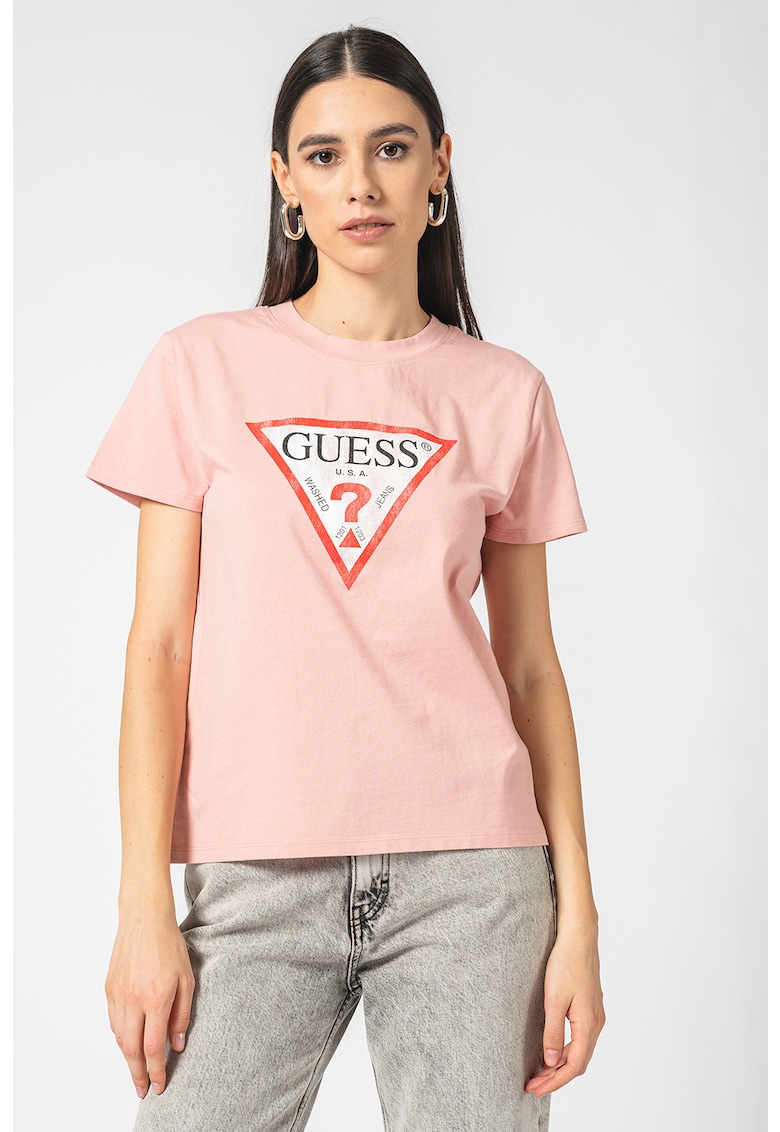 Памучна тениска с лого GUESS JEANS