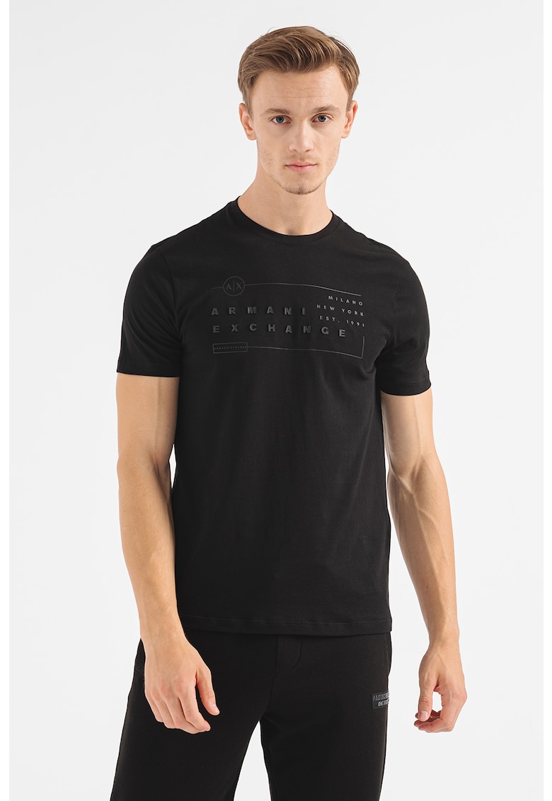 Памучна тениска с релефно лого ARMANI EXCHANGE