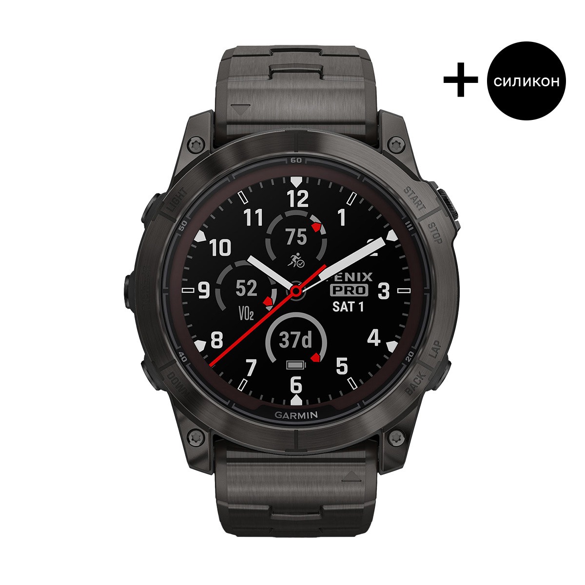 Оригинален Мъжки Смарт часовник Garmin Fenix 7X Pro Sapphire Solar Edition Carbon Gray DLC Titanium/Vented Titanium/Black 010-02778-30