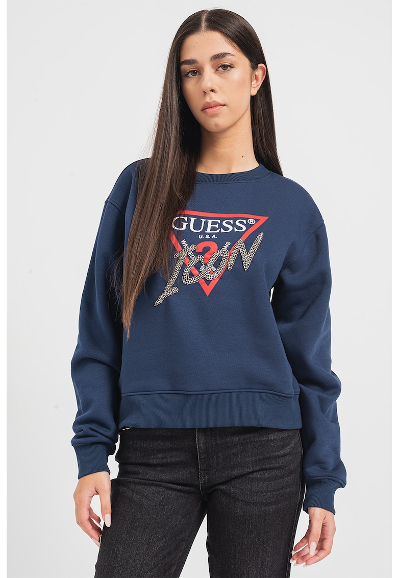 Суитшърт с лого и овално деколте GUESS JEANS