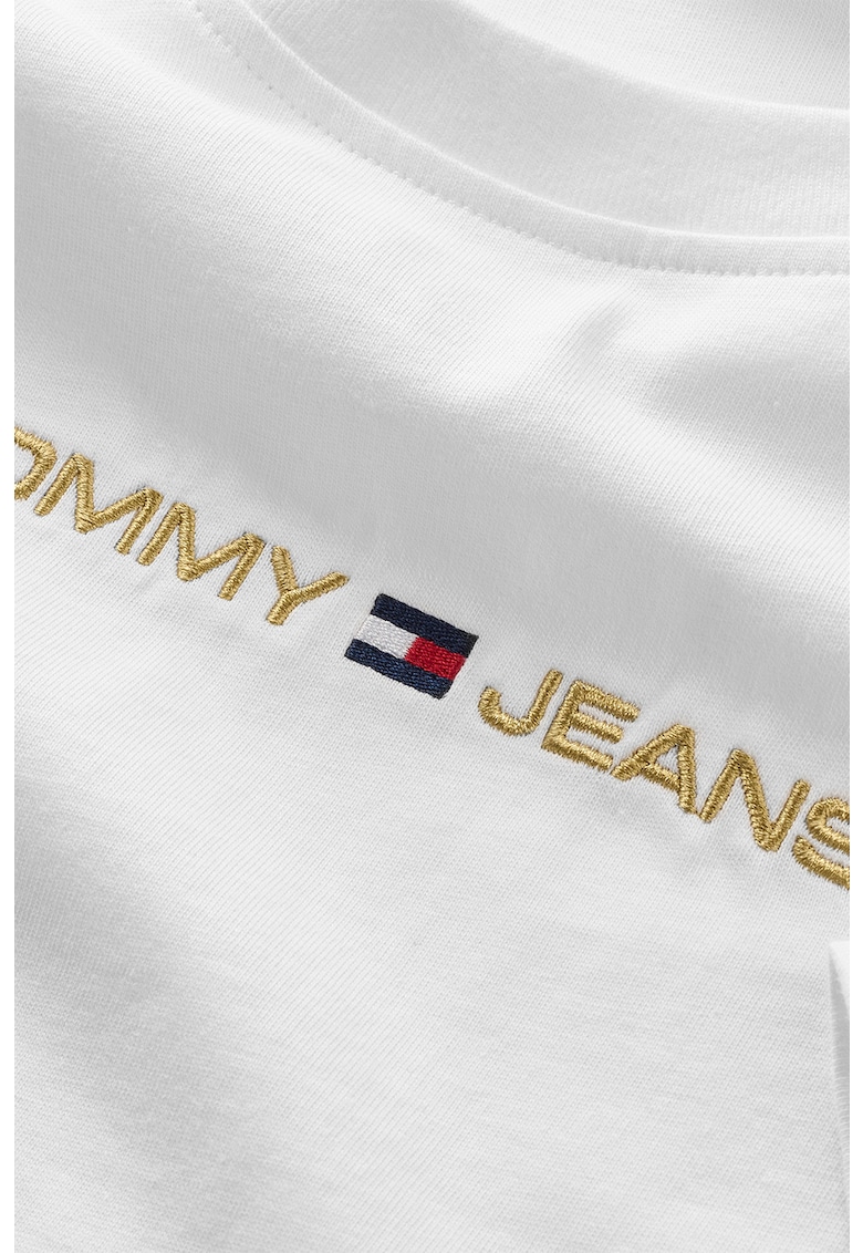 Тениска с овално деколте и бродирано лого Tommy Jeans