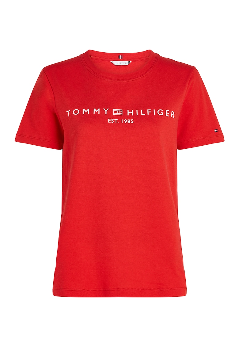 Тениска с овално деколте и лого Tommy Hilfiger