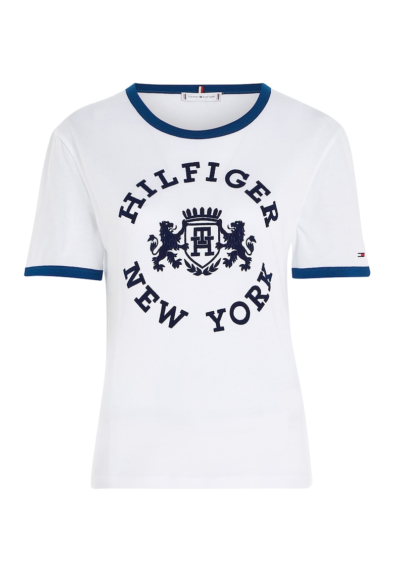 Тениска с овално деколте и лого Tommy Hilfiger