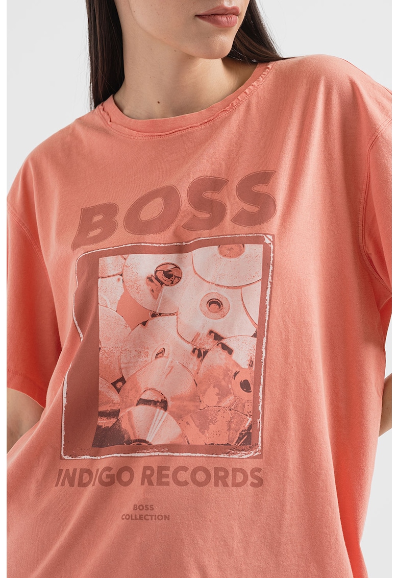 Уголемена тениска с лого BOSS