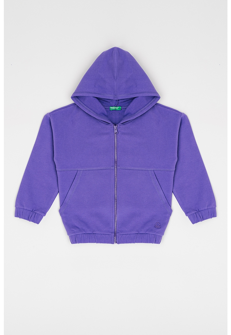 Худи с цип и джобове встрани United Colors of Benetton