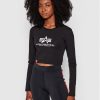 Alpha Industries Блуза Basic Cropped 116076 Черен Slim Fit за Жени цена